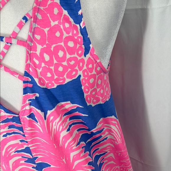 Lilly Pulitzer Pink and Blue Tropical Print Dress Size Small - Picture 8 of 8